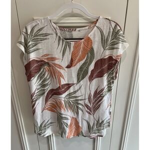 Orvis Linen Blend Short Sleeve T Shirt Tropical Beach Vacay Resort